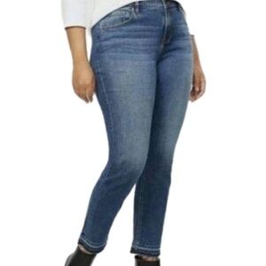 Lane Bryant Magic Waistband High‎ Rise Straight Raw Hem Denim Jeans